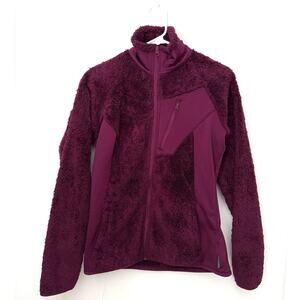Columbia Women’s Maroon Fleece Jacket Softshell Panel Design – Size S